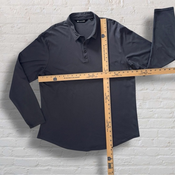 TravisMathew Long Sleeve Polo Shirt Men’s XL Gray Performance Stretch Golf - Picture 8 of 8